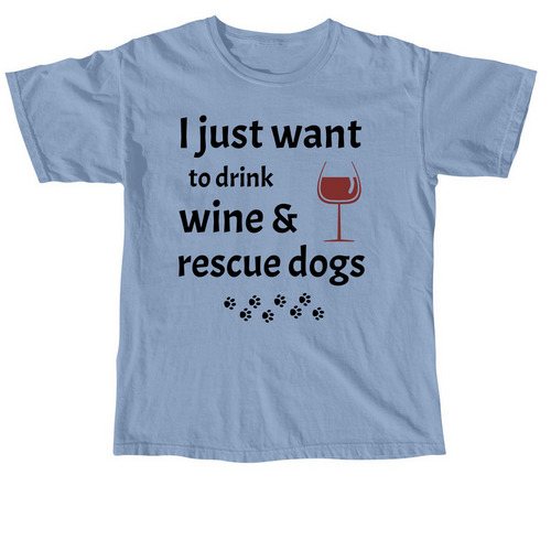 Drink Wine, a Washed Denim Comfort Colors Unisex Tee