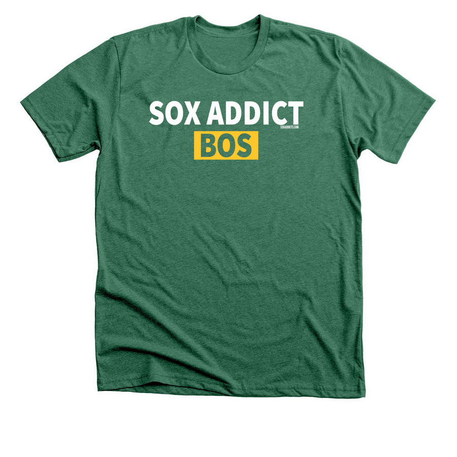 The Sox Addict Greenie T, a Heather Grass Green Premium Unisex Tee