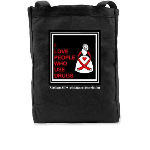 I Love People Who Use Drugs, a Black Recycled Cotton Tote Bag