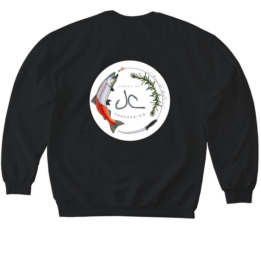 Catch. Cut. Process&nbsp;, a Black Softstyle Crewneck Sweatshirt (back-view)