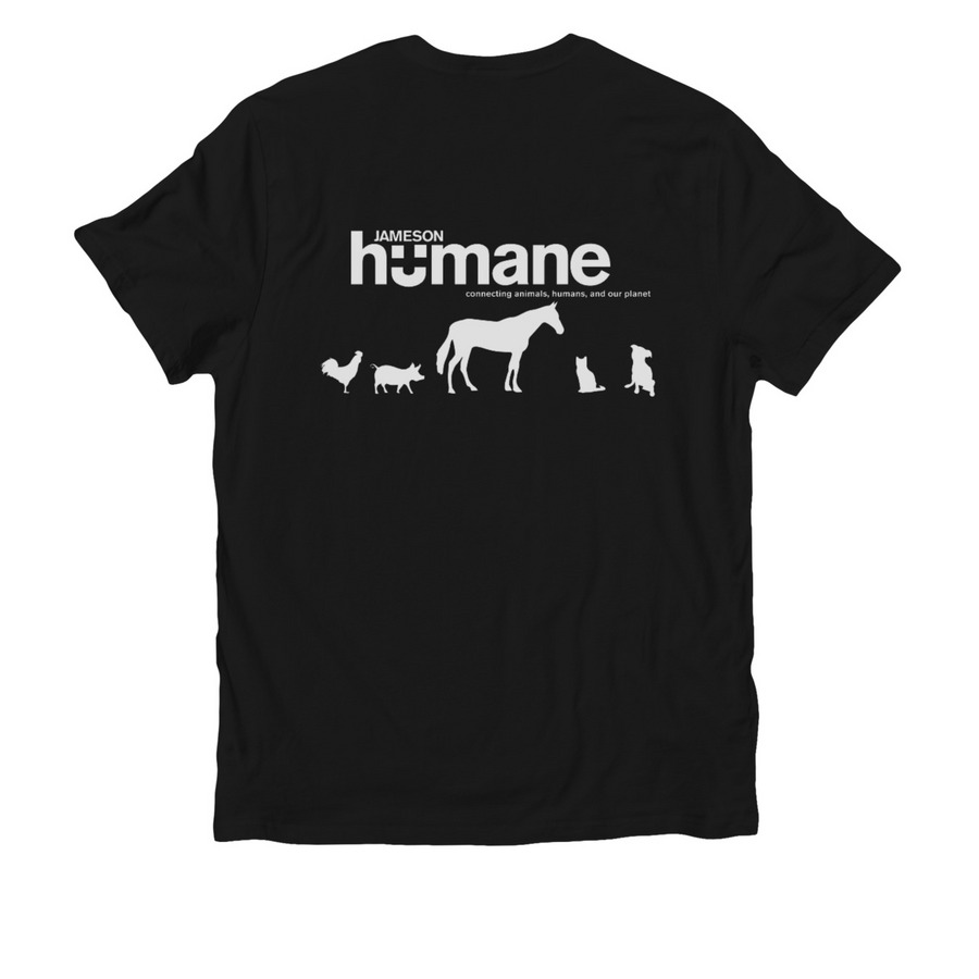 Jameson Logo T w Horse, a Deep Black Allmade Organic Cotton Unisex Tee (back-view)