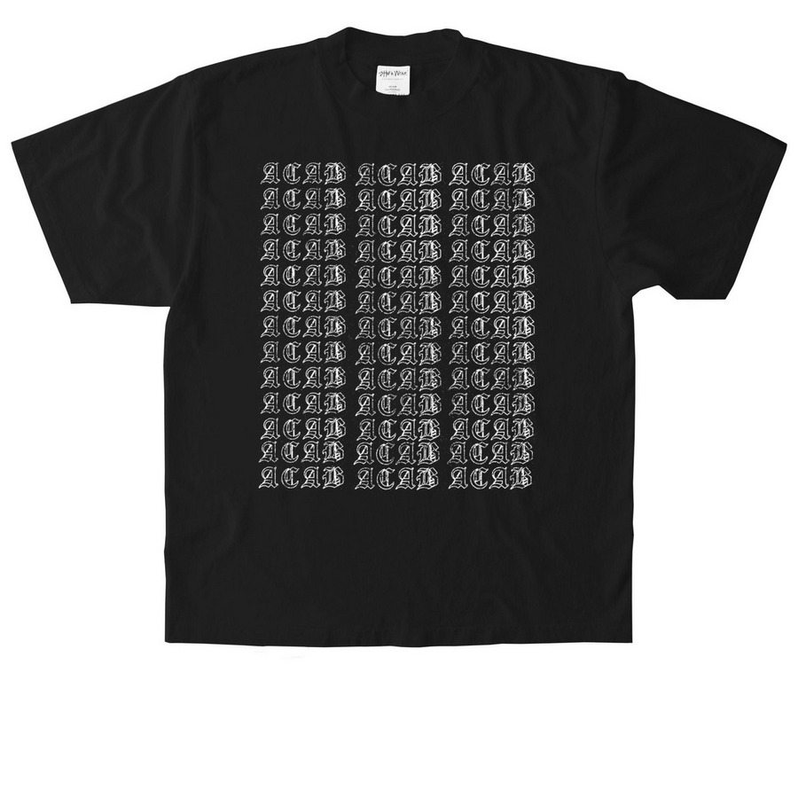 + A C A B - 02 +, a Black Heavyweight Garment Dye Tee
