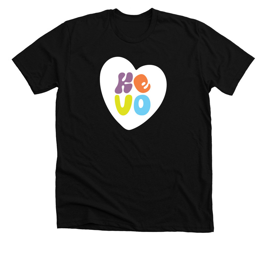 Kevo Heart Shirt -&nbsp;Multi&nbsp;, a Solid Black Blend Premium Unisex Tee