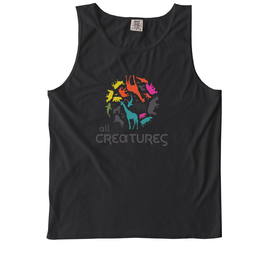 All Creatures Merch, a Black Comfort Colors Tank Top