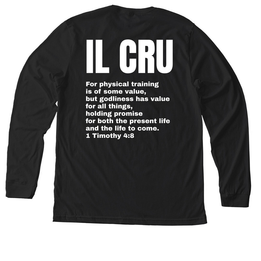 IL CRU Pocket Logo, a Solid Black Blend Premium Long Sleeve Tee (back-view)