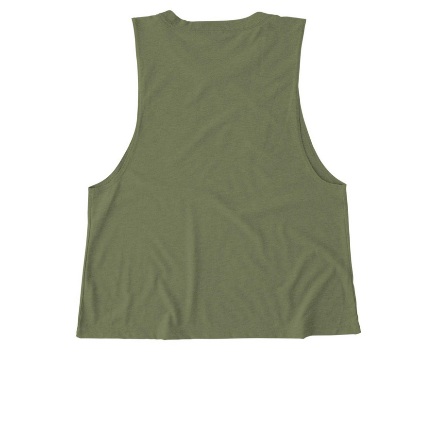 Horse Yogis [Fundraiser], a Olive You Green Allmade Eco Triblend Women?s Muscle Tank (back-view)