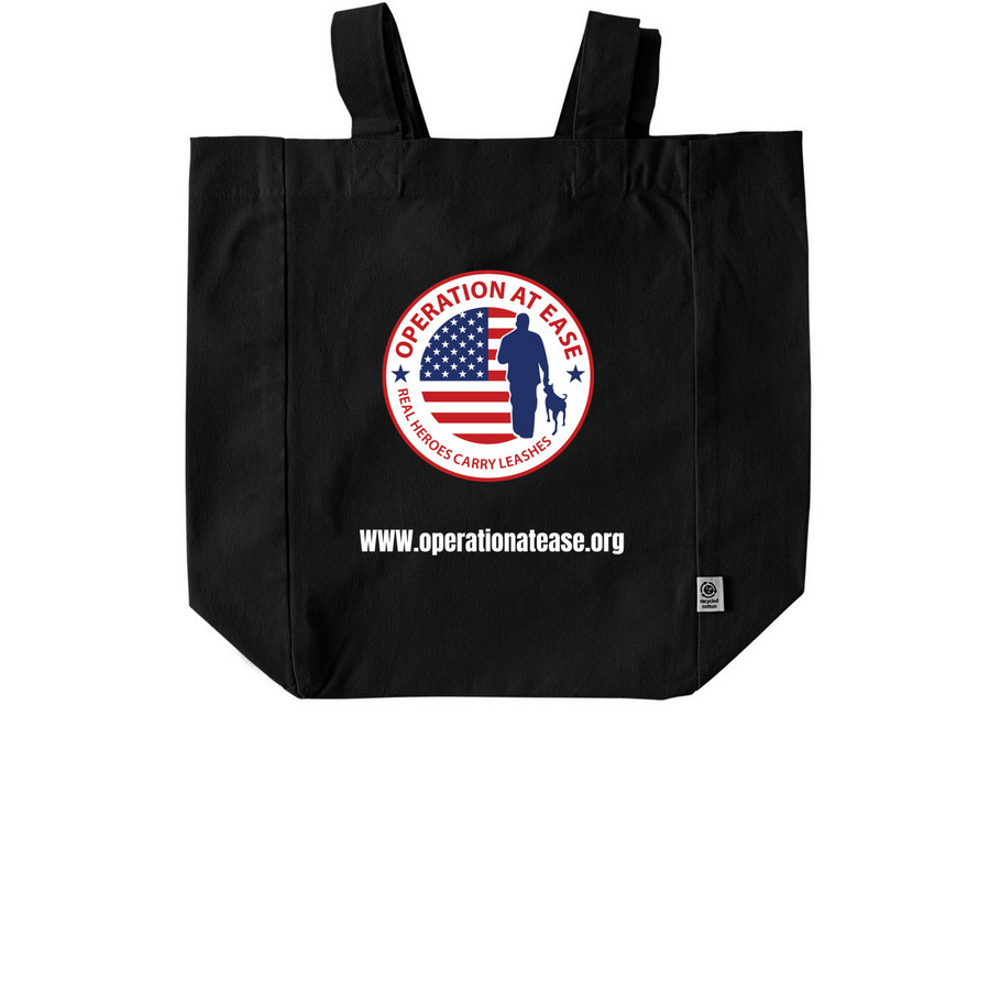 Operation At Ease Tote, a Black Recycled Cotton Tote Bag