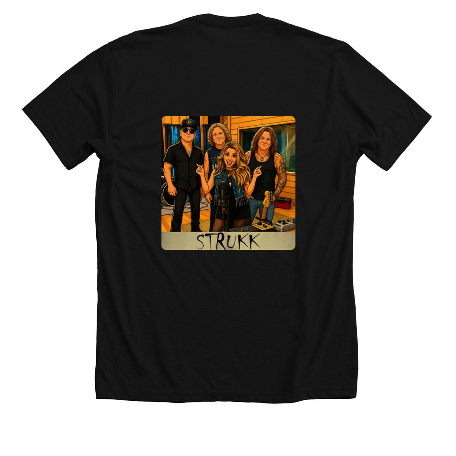 STRUKK Band Clothing - 2 Sided Album On Front, a Solid Black Blend Premium Unisex Tee (back-view)