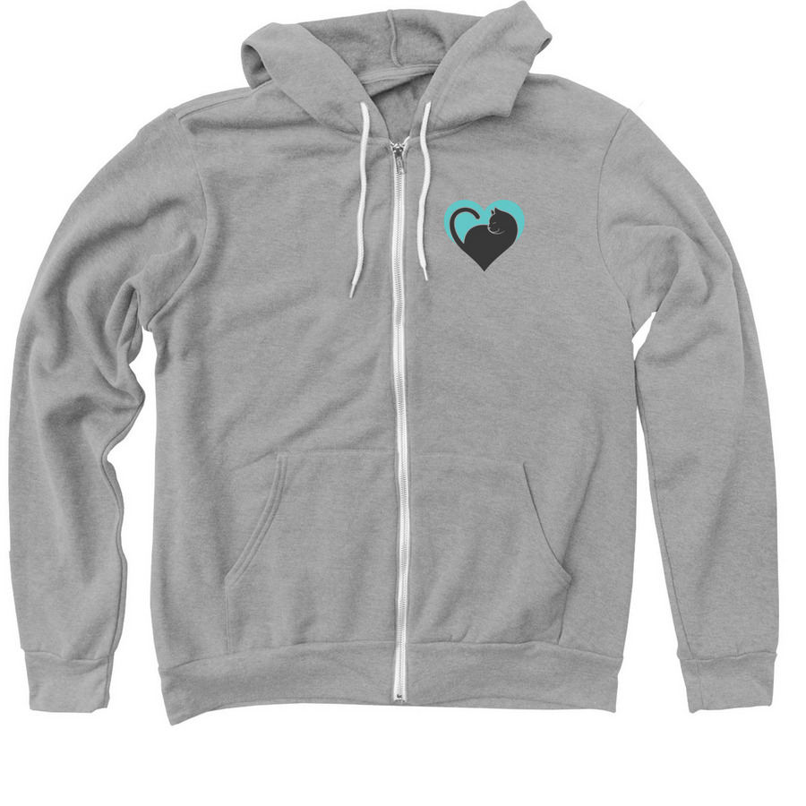 HART Black Cat Logo, a Athletic Heather Zip Up Hoodie