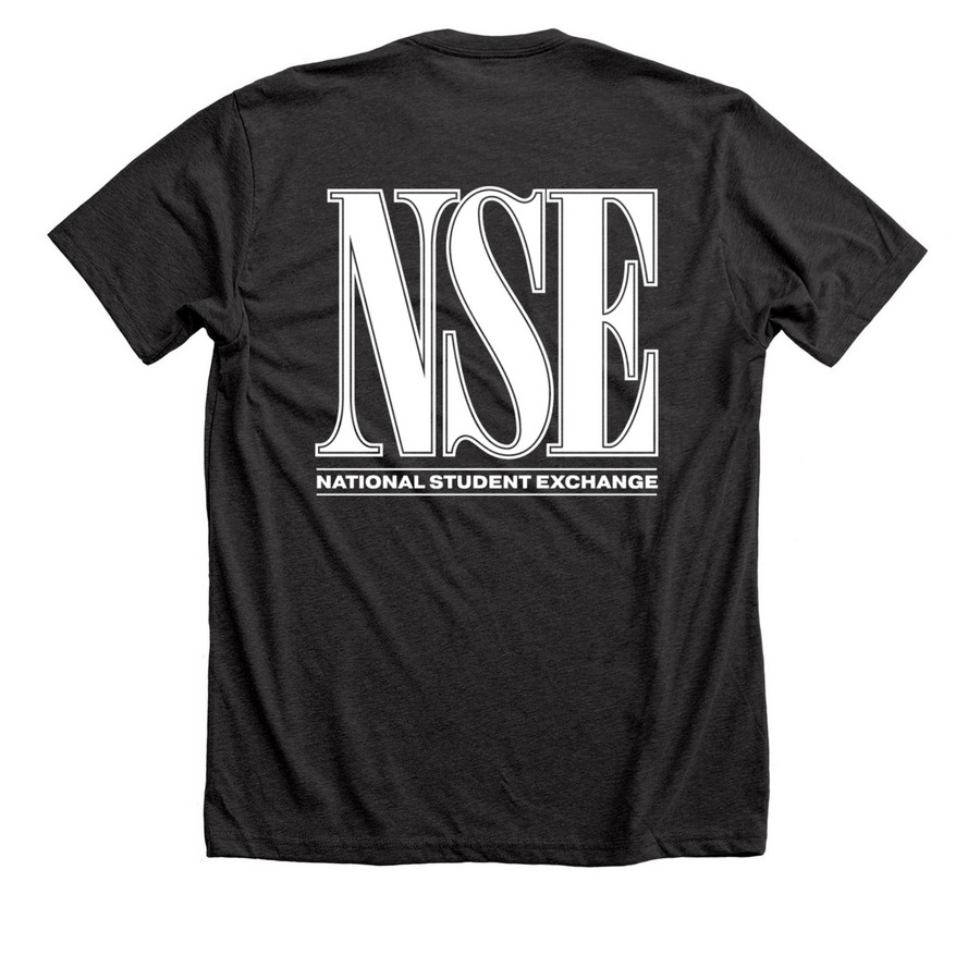 NSE t-shirt, a Dark Grey Heather Premium Unisex Tee (back-view)