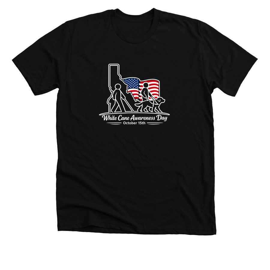 Supporting Independence Through Awareness, a Solid Black Blend Premium Unisex Tee