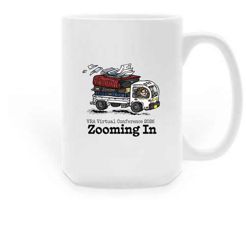 VRA 2026 Zooming In Mug, Style: Books, a White Large Coffee Mug
