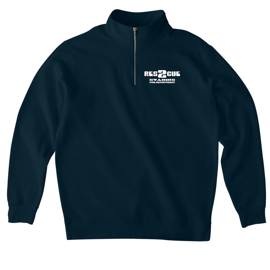 STLFD Rescue 2 - B, a Classic Navy Midweight Quarter Zip Pullover
