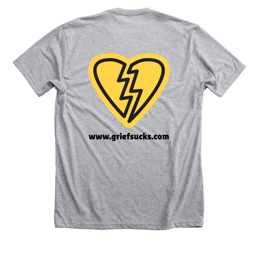 GRIEF SUCKS Sweatshirt, a Athletic Heather Premium Unisex Tee (back-view)