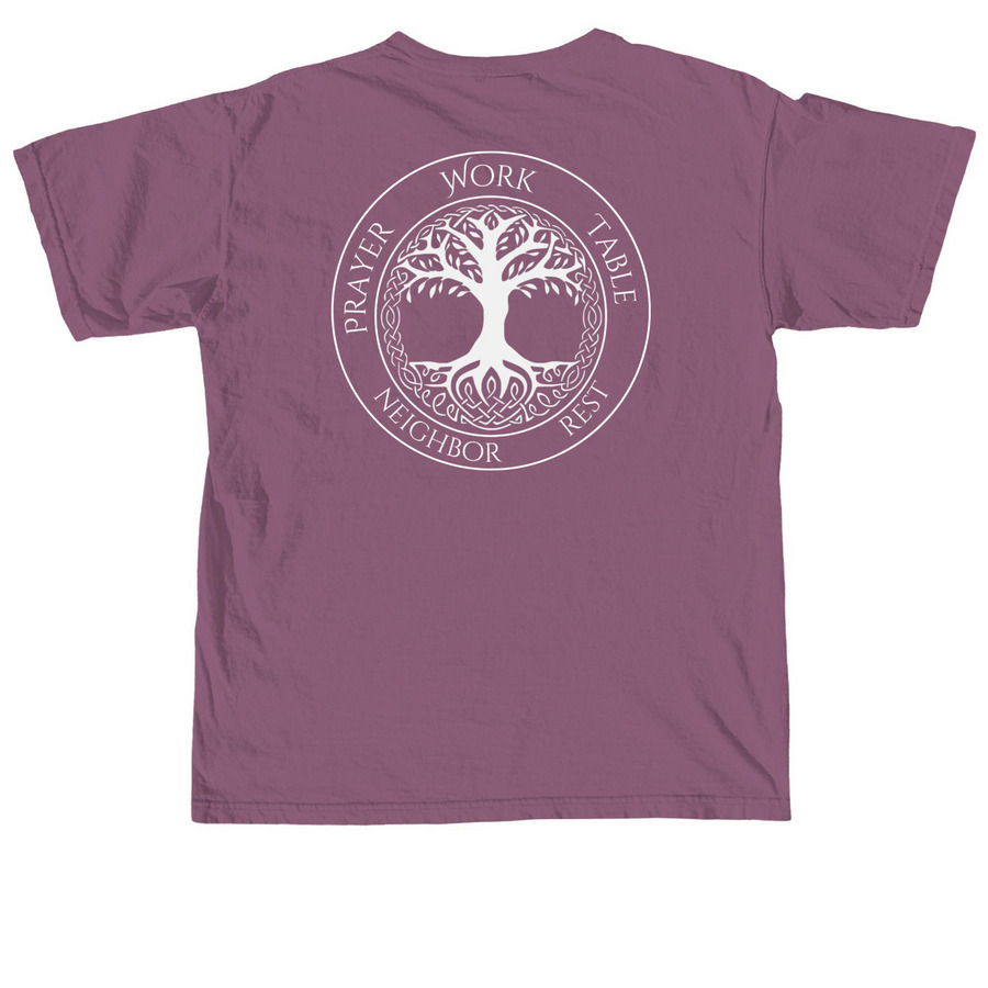 Growing Together, a Berry Comfort Colors Unisex Tee (back-view)