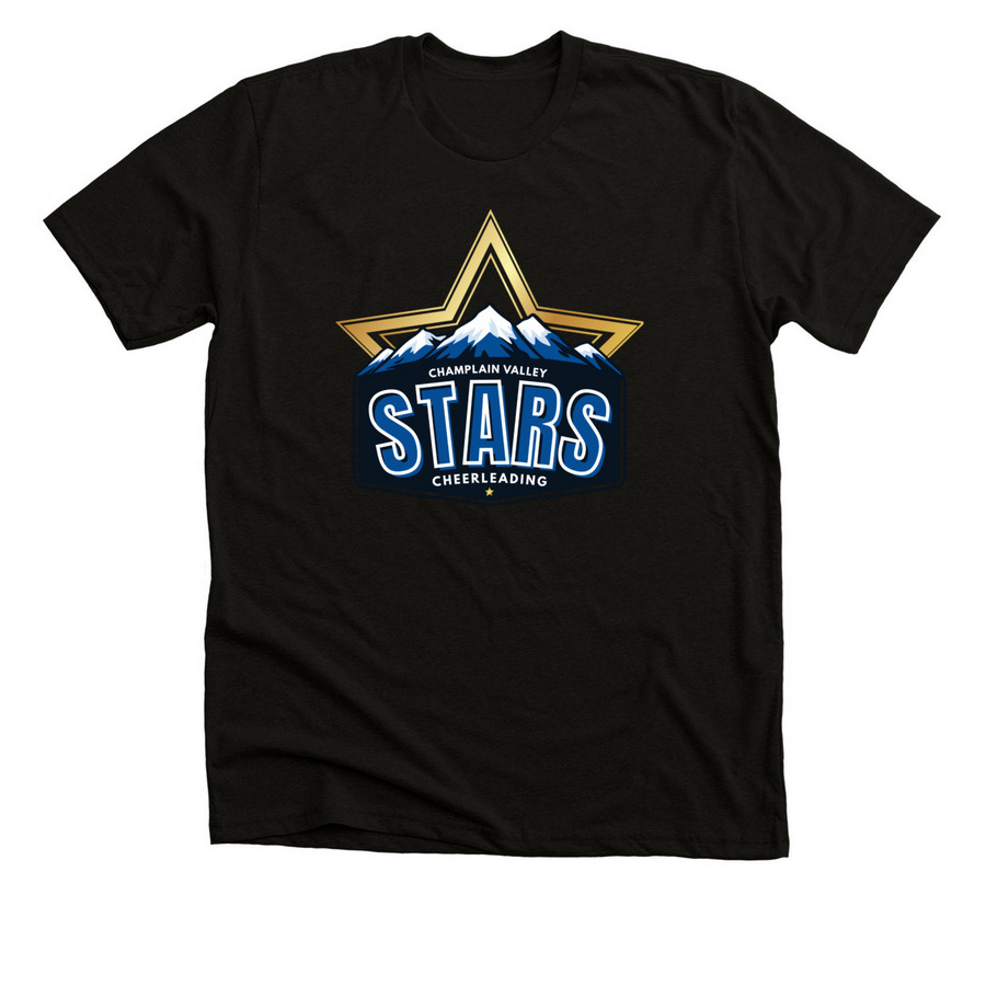Champlain Valley Stars Logo, a Solid Black Blend Premium Unisex Tee