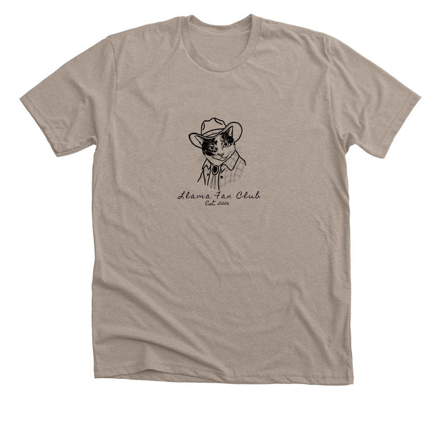 Llama Fan Club Official Merch, a Heather Stone Premium Unisex Tee
