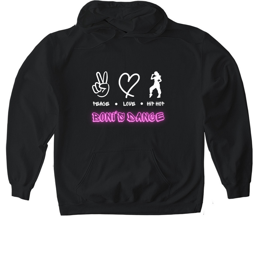 Boni's Hip Hop 'Dance Love Hip Hop' Apparel, a Black Gildan Softstyle Pullover Hoodie