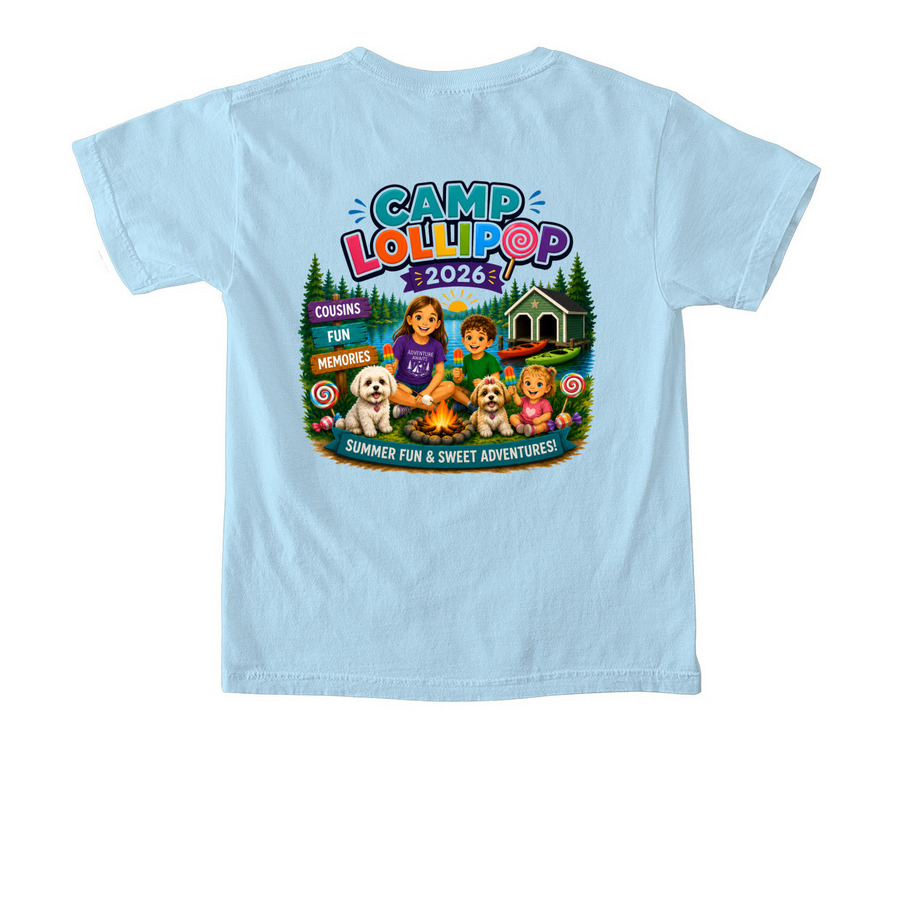 Camp 2026 TShirts, a Chambray Comfort Colors Youth Tee (back-view)