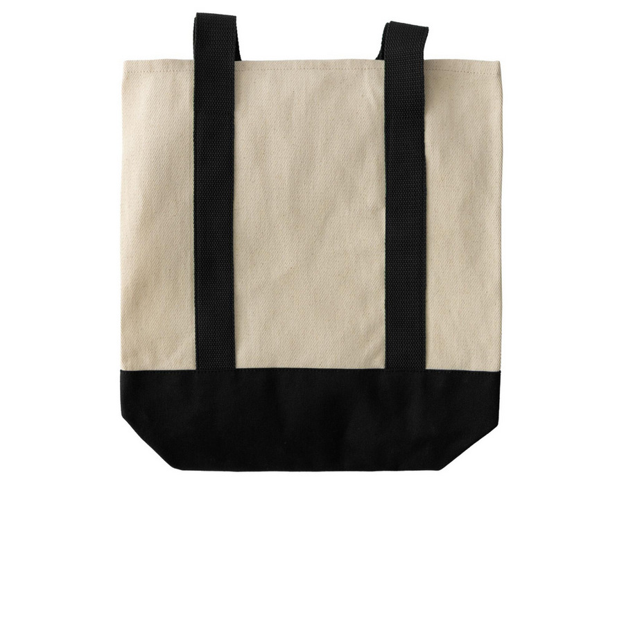 The Academy Shopping Tote, a Natural/Black Two-Tone Grocery Tote Bag (back-view)