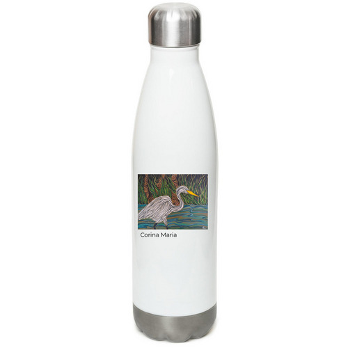 Wetland Water Bottle 1, a White Stainless Steel Water Bottle