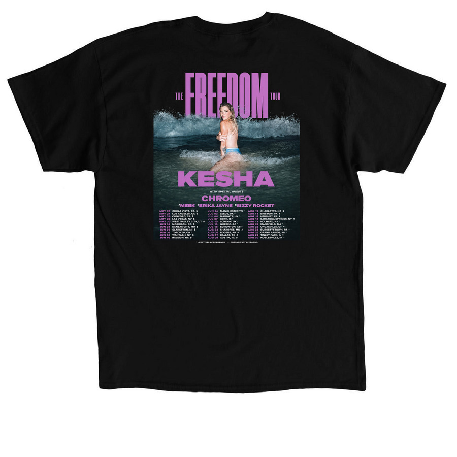 Kesha Freedom Tour Merch, a Black Classic Unisex Tee (back-view)