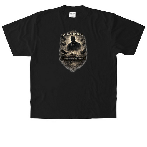 OPS Looking At US ??, a Black Heavyweight Garment Dye Tee