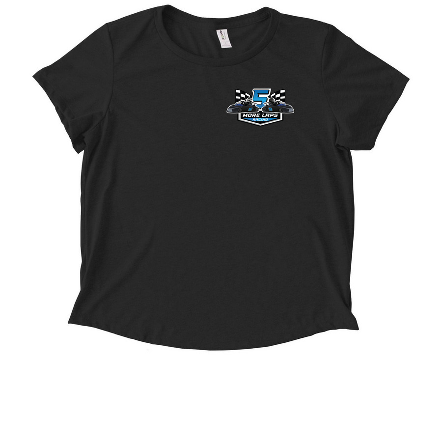 Fuel the Finish ? 5 More Laps Racing, a Deep Black Allmade Eco Triblend Women?s Scoop Neck Tee
