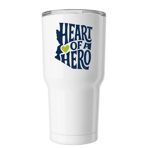 Heart of a Hero Tumbler, a White Insulated Tumbler