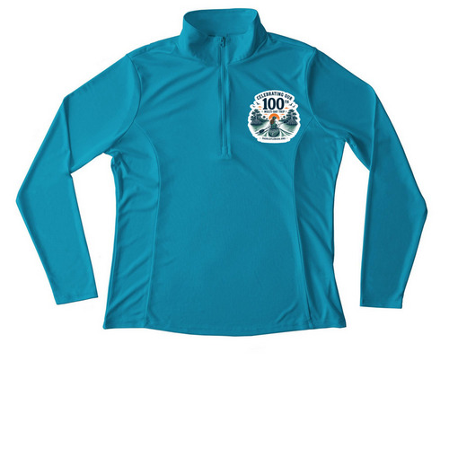 100 Trips ? Female Paddler, a Atomic Blue Women's Performance Quarter Zip Pullover
