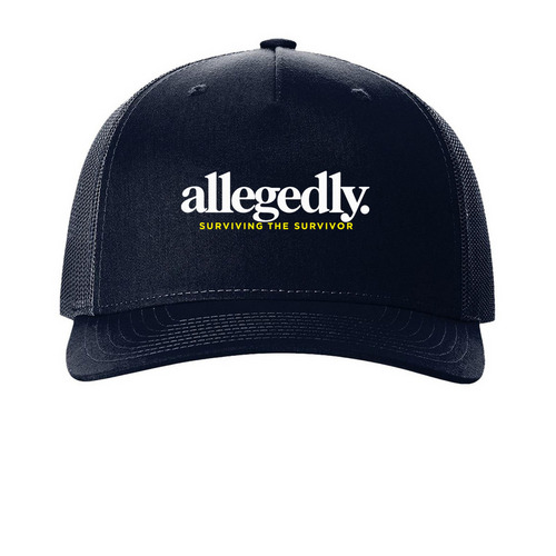 Allegedly an STS Fan Hat, a Navy Printed Five-Panel Trucker Cap
