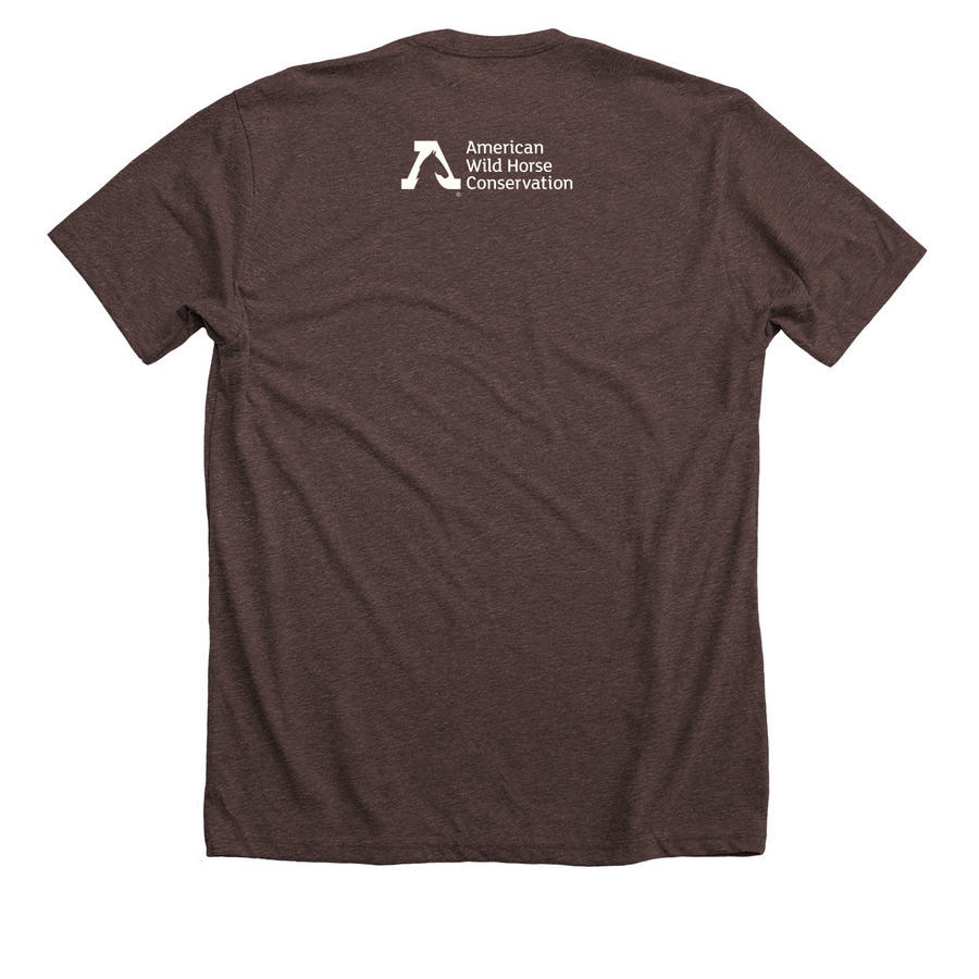 AWHC: &nbsp;Save the Burros Circle, a Heather Brown Premium Unisex Tee (back-view)