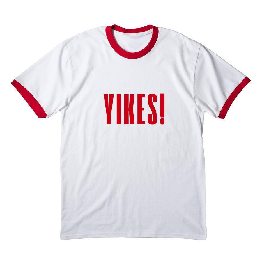 YIKES! Shirt, a White/ Red Cotton Ringer Tee