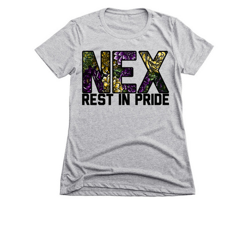 Nex Rest in Pride, a Dark Heather Grey Women's Slim Fit Tee