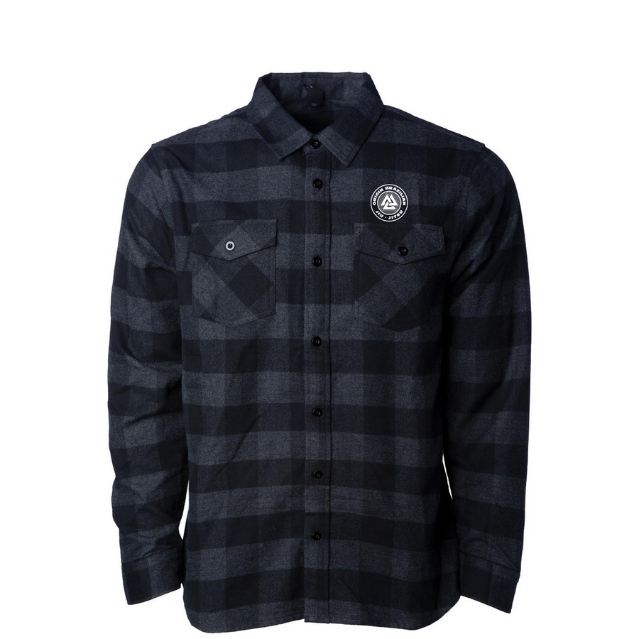 Flannel and such, a Charcoal Heather/ Black Unisex Flannel Shirt