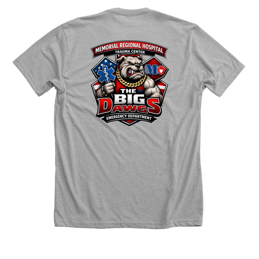 MRH ED BIG DAWGS, a Athletic Heather Premium Unisex Tee (back-view)