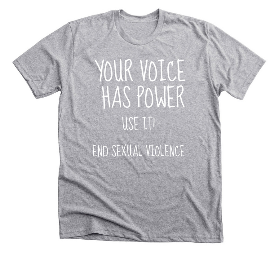 YOUR VOICE HAS POWER, a Athletic Heather Premium Unisex Tee