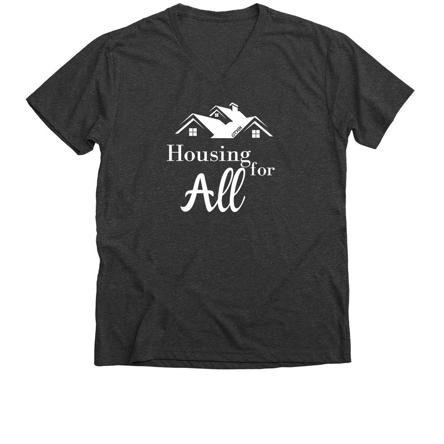 Housing For All, a Dark Grey Heather Premium V-Neck Tee