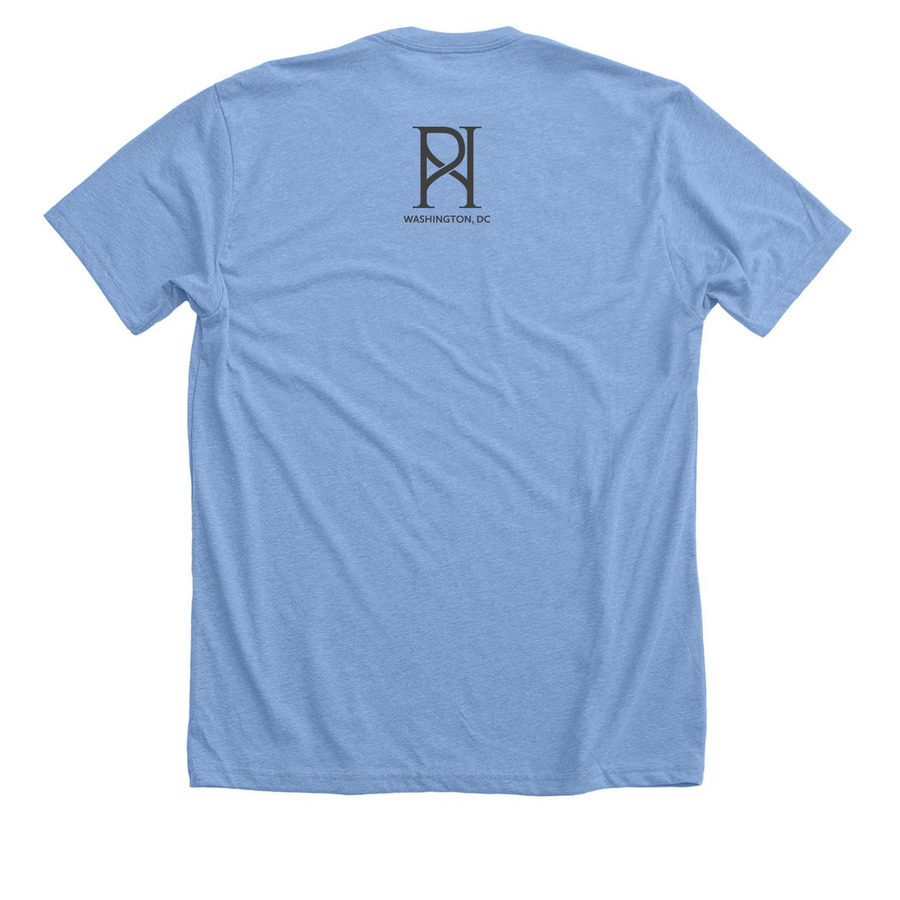 Laser Shark T-Shirt, a Heather Carolina Blue Premium Unisex Tee (back-view)