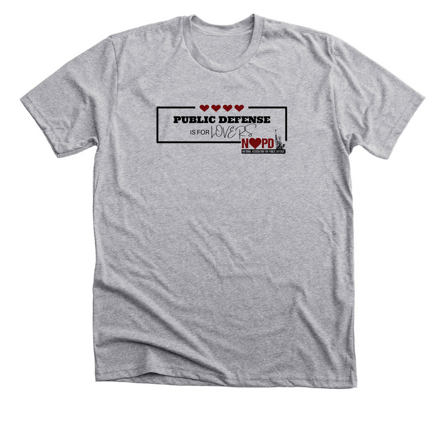 Public Defense is for Lovers, a Athletic Heather Premium Unisex Tee