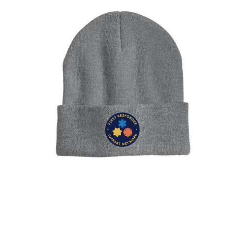 FRSN Beanies - Color Logo, a Dark Heather Grey Printed Cuffed Beanie