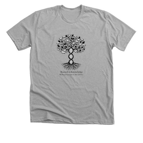 Wellman Public Library - Rooted in Knowledge, a Athletic Heather Premium Unisex Tee