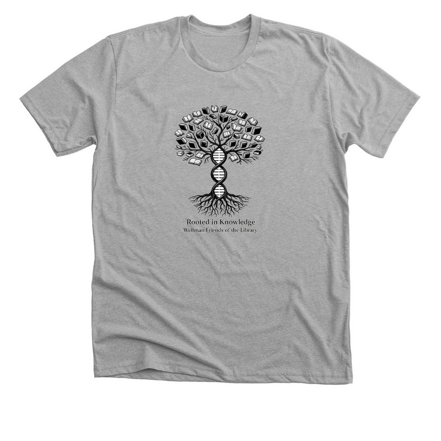 Wellman Public Library - Rooted in Knowledge, a Athletic Heather Premium Unisex Tee