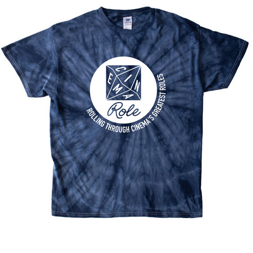 Cinema Role Logo & Tagline: Dark Mode, a Navy Classic Tie Dye Tee