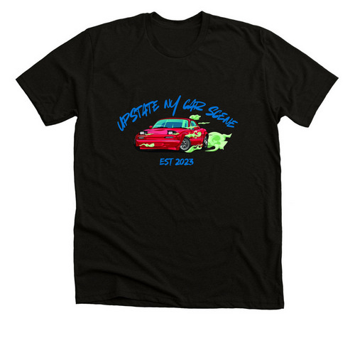 UPSTATE*NY*CAR*SCENE, a Black Heather Premium Unisex Tee