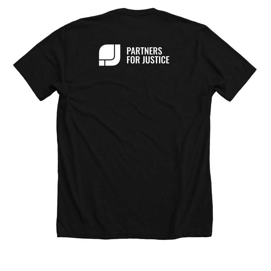 EMPOWER PUBLIC DEFENSE, a Solid Black Blend Premium Unisex Tee (back-view)