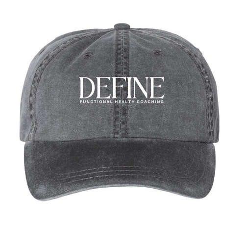 DEFINE CAP, a Black Printed Pigment Dye Baseball Cap