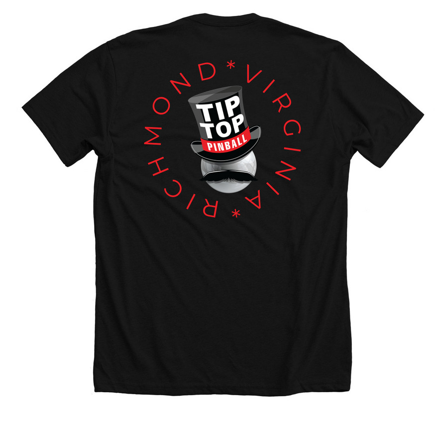 RVA front, Tip Top back, a Solid Black Blend Premium Unisex Tee (back-view)