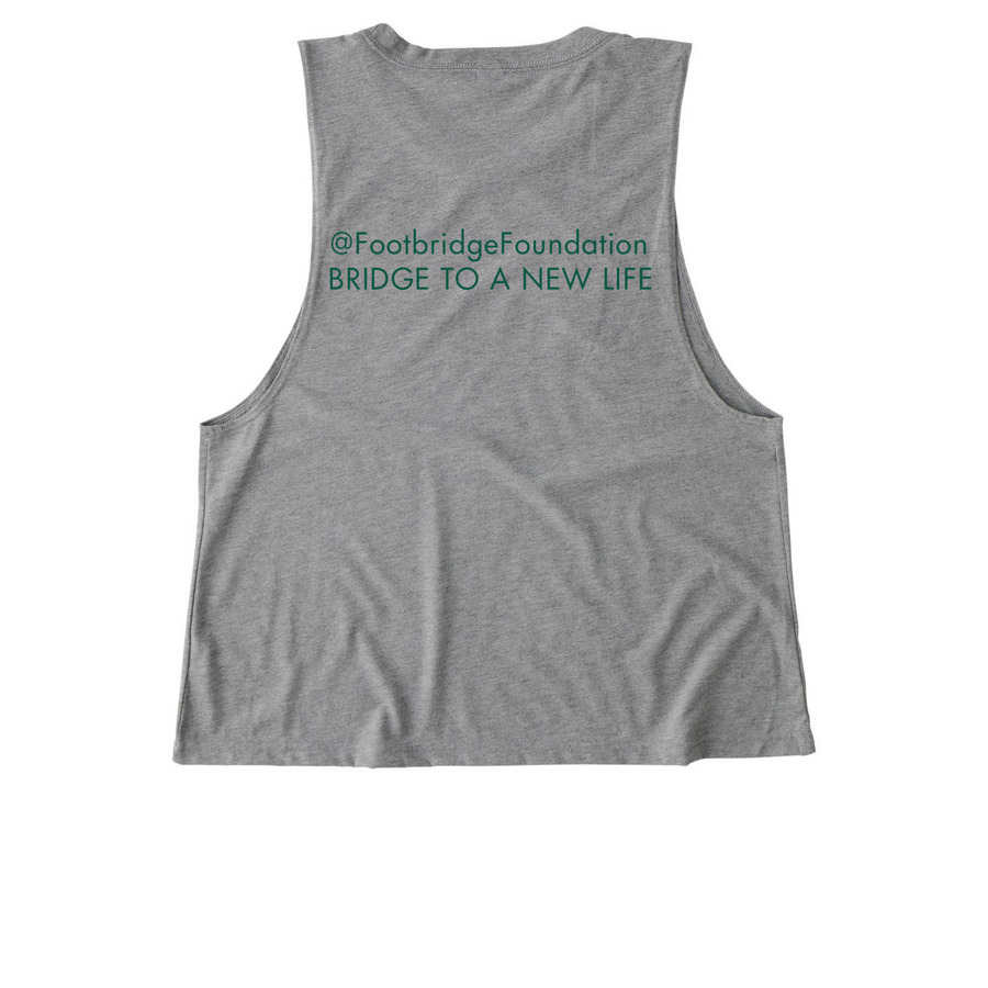 Footbridge Foundation - Green Logo, a Aluminum Grey Allmade Eco Triblend Women?s Muscle Tank (back-view)