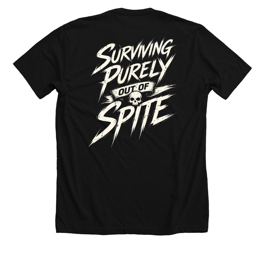 Surviving, a Solid Black Blend Premium Unisex Tee (back-view)